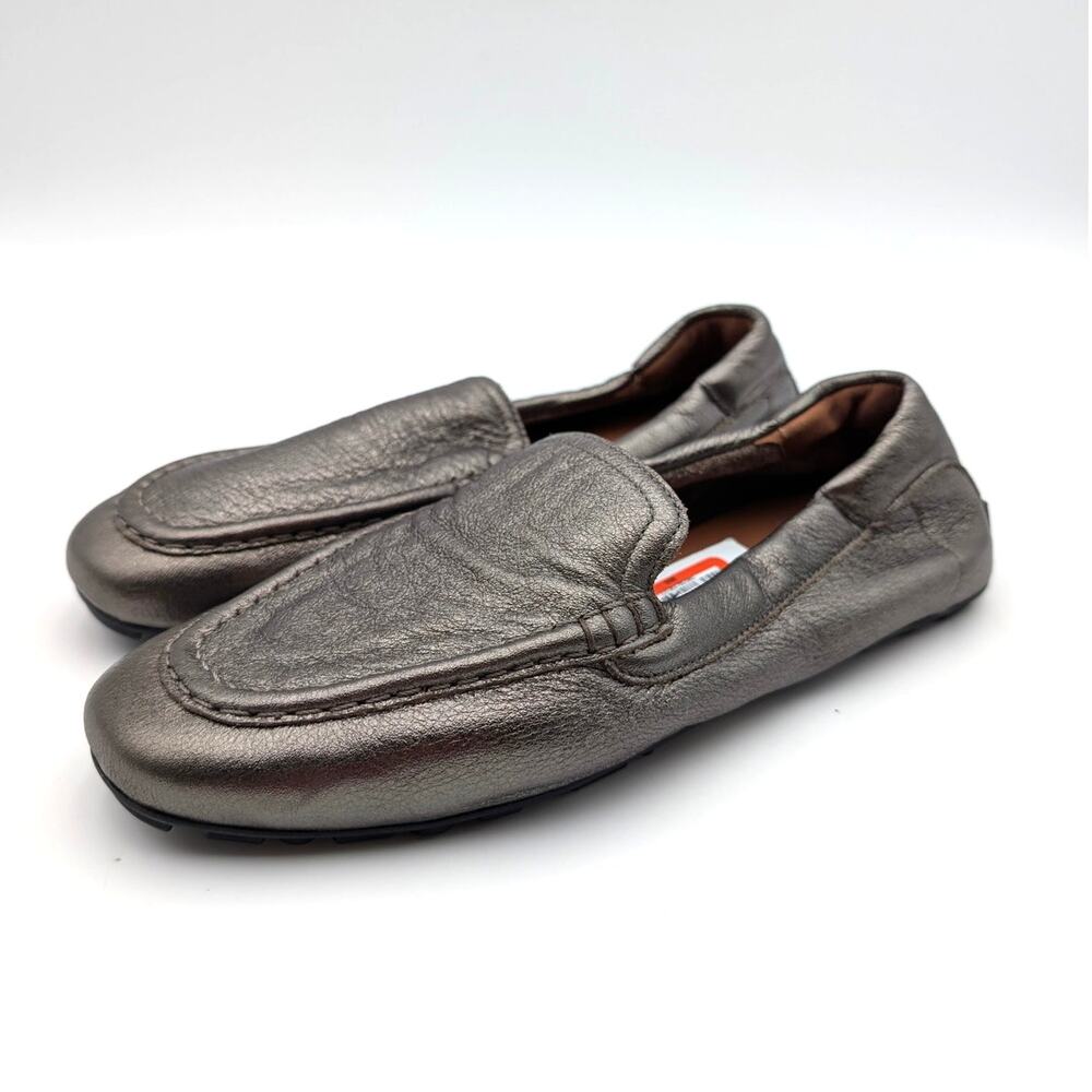 Aquatalia Qaitlin Metallic Weatherproof Flat Shoes Womens Pewter Size US6.5 EU37